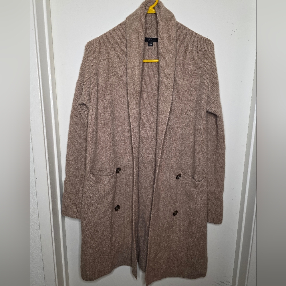 J Crew Women's Double Breasted Merino Wool / Alpaca Blend Beige Cardigan Sz XXS